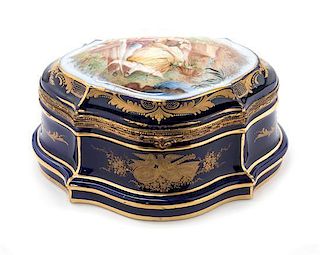 A Sevres Style Porcelain Table Casket Width 11 inches.