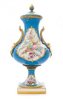 A Sevres Style Porcelain Urn Height 16 3/4 inches.