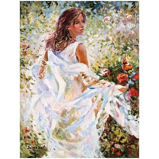 Igor Semeko, "Lady in White Dress" Hand Signed Limited Edition Giclee on Canvas with Letter of Authenticity.