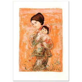 Morning Stroll Limited Edition Lithograph by Edna Hibel (1917-2014), Numbered and Hand Signed with Certificate of Authenticity.