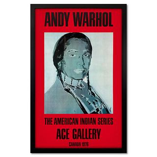Andy Warhol (1928-1987), "The American Indian Series (Red)" Framed Vintage Poster (33" x 51") from Ace Gallery (1976) with Letter of Authenticity.