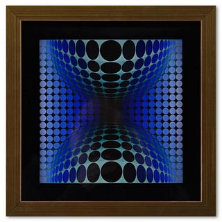 Victor Vasarely (1908-1997), "OND - II de la sÃ©rie Vega" Framed 1971 Heliogravure Print with Letter of Authenticity
