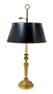 * A Continental Brass Candlestick Height 26 1/2 inches overall.