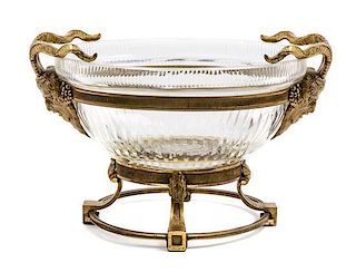 * A French Gilt Bronze Mounted Glass Bowl Height 6 3/8 inches.