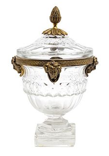 * A Gilt Bronze Mounted Glass Covered Urn Height 9 1/2 inches.
