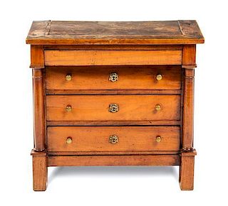 * An Empire Style Fruitwood Diminutive Commode Height 15 1/2 x width 17 1/8 x depth 10 1/2 inches.