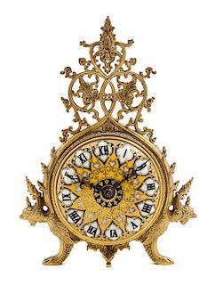 A French Gilt Bronze and Enamel Clock Height 7 1/4 inches.