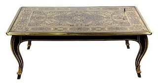 * A Louis XIV Style Boulle Marquetry Low Table Height 17 3/4 x width 47 1/2 x depth 28 3/4 inches.