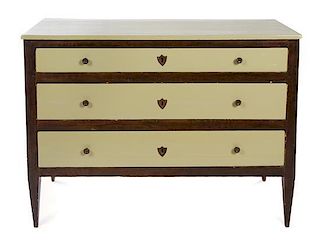 An Italian Painted Commode Height 37 1/4 x width 50 x depth 21 1/4 inches.