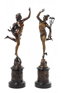* Two Grand Tour Bronze Figures Height of tallest 33 1/4 inches.