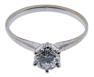 14k White Gold Solitaire Diamond Ring
