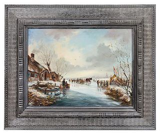Artist Unknown, (19th/20th Century), Winter Scene with Figures on Ice