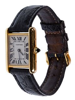 Cartier 18k Yellow Gold Case 'Tank' Wristwatch