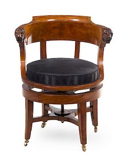 * A German Mahogany Armchair Height 32 3/4 inches.