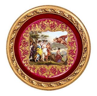 A Vienna Porcelain Charger Diameter of frame 19 1/8 inches.