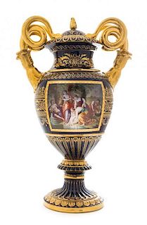 A Vienna Porcelain Urn and Cover Height 21 1/4 inches.