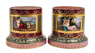 A Pair of Vienna Porcelain Stands Height 8 1/2 inches.