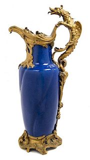 A Gilt Bronze Mounted Porcelain Vase Height 26 1/4 inches.