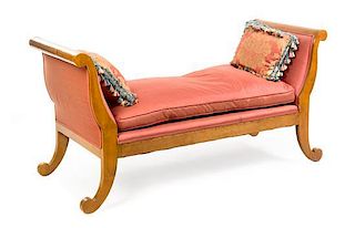 A Biedermeier Style Upholstered Daybed Height 33 1/2 x width 68 1/2 x depth 27 1/8 inches.