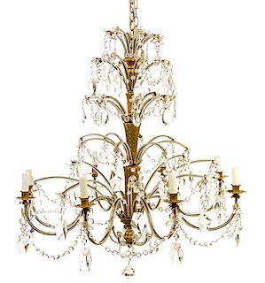 A Neoclassical Style Giltwood Eight-Light Chandelier Width 36 1/4 inches.