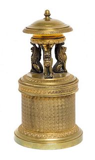 * A Continental Gilt Bronze Inkwell Height 4 inches.