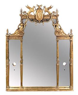 A Neoclassical Giltwood Mirror Height 71 x width 57 inches.