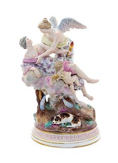 * A Meissen Porcelain Figural Group Height 13 inches.