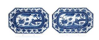 * A Pair of Canton Export Porcelain Trays Width 9 5/8 inches.