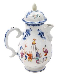 A Chinese Export Porcelain Coffee Pot Height 9 1/4 inches.