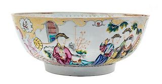 A Chinese Export Famille Rose Punchbowl Diameter 12 1/4 inches.