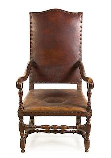 A William and Mary Laburnum Armchair Height 48 inches.