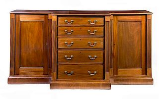 * A George III Style Mahogany Console Cabinet Height 38 1/4 x width 77 x depth 19 3/4 inches.