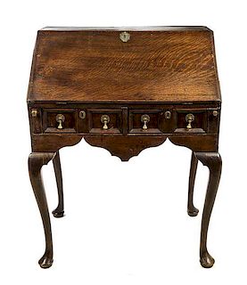* An English Oak Slant Front Writing Desk Height 39 1/2 x width 30 1/4 x depth 20 1/2 inches.