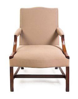 A George III Style Mahogany Library Chair Height 37 1/2 inches.
