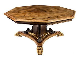 * A Regency Gilt Bronze Mounted Rosewood Center Table Height 29 x width 62 x depth 62 inches.