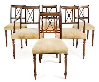 A Set of Six Regency Style Mahogany Dining Chairs Height 36 inches.