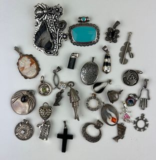 Vintage Collection of Sterling Silver Pendants~ 29 Total