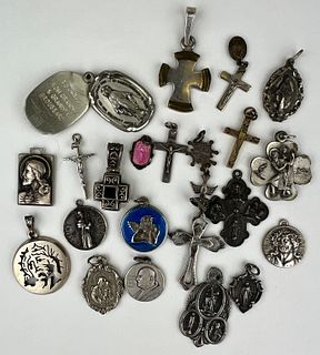 Vintage Collection of Religious Sterling Silver Pendants~ 22 Total