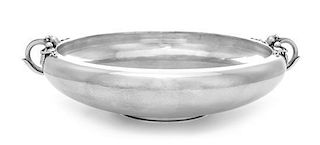 A Danish Silver Footed Centerpiece Bowl, Georg Jensen Silversmithy, Copenhagen, 1945-77, pattern 625B, with monogrammed initi