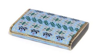 * A Continental Silver and Enamel Cigarette Case, Maker's Mark Obscured, the case having a light-blue enamel ground with repe