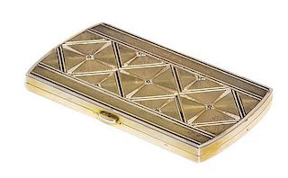 * A French Art Deco Silver Cigarette Case, , the case worked to show rosettes and sunburst engine-turned decoration.