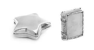 * Two Silver Boxes, Various Makers, comprising a silver pill box in the form of a book with English import marks and an Itali