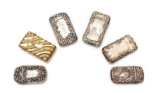A Collection of Five American Silver Vesta Cases, Various Makers, comprising a William & Hoag Co., Newark, NJ example with a 