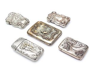 A Collection of Three American Silver Smoking Articles, Various Makers, comprising a cigarette case worked to show a reclinin