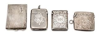 A Collection of Four English Silver Vesta Cases, Various Makers, comprising a Victorian example marked Birmingham, 1897 with 