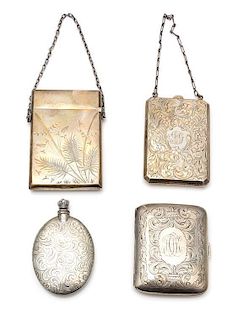 A Collection of Three American Silver Cigarette Cases, Various Makers, comprising an example worked to show bamboo and fern l