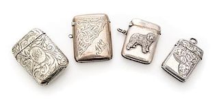 A Collection of Three English Silver Vesta Cases, Various Makers, comprising a Victorian example marked A.G.G, Birmingham; a 
