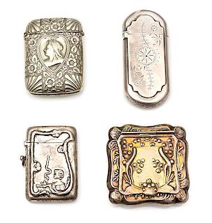 Two American Silver Vesta Cases, Gorham Mfg. Co., Providence, RI and others, comprising an example with bamboo and floral dec