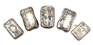 Two American Silver Vesta Cases, Various Makers, comprising an example with Art Nouveau style floral and foliate decoration a