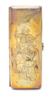 An American Silver Cigarette Case, , the case worked with Orientalist scenes.